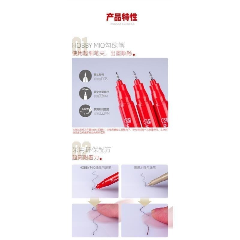 (大鳥叔叔模型) 喵匠 HobbyMio L01 L02 L03  勾線筆 超細油性 防水耐擦 超高附著力-細節圖6