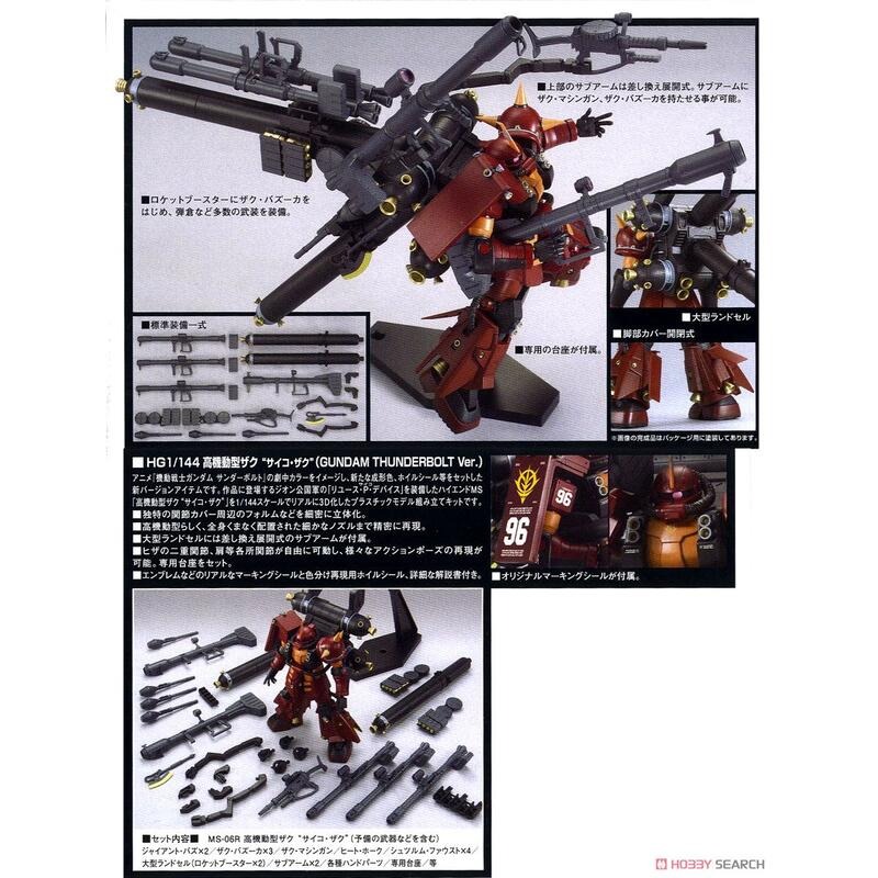 (大鳥叔叔模型)BANDAI 鋼彈1/144 高機動型薩克 MS-06R ZAKU II（鋼彈雷霆宙域 Ver）-細節圖3