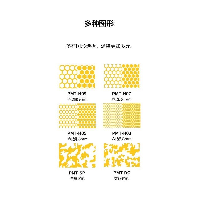 (大鳥叔叔模型) DSPIAE PMT 預裁切 遮蓋紙 迷彩 六邊 遮蓋膠帶 6種 11.6*24cm 1入-細節圖3