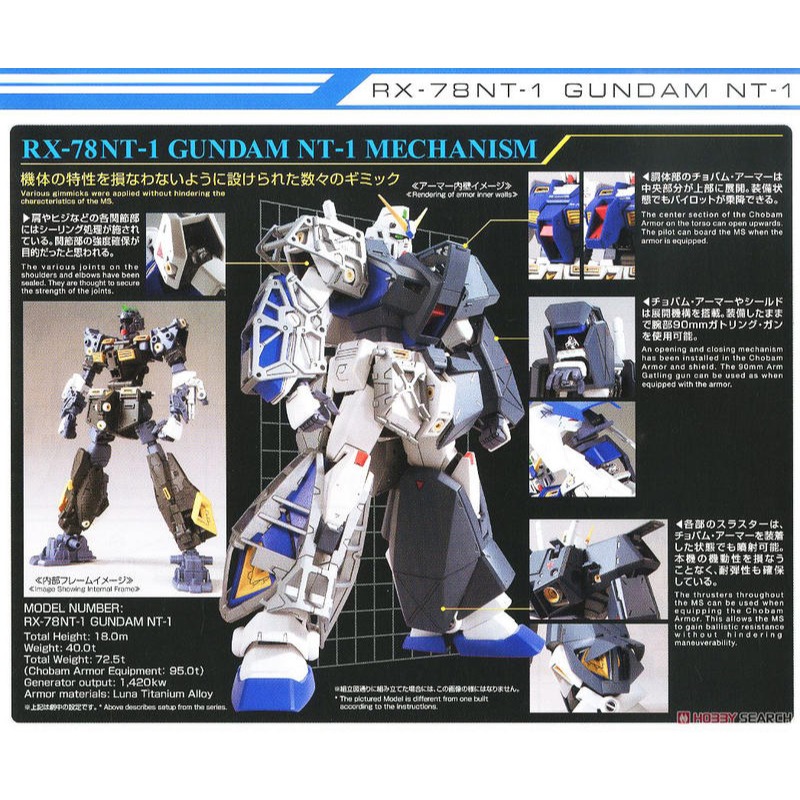 (大鳥叔叔模型)BANDAI 鋼彈 [現貨] MG 1/100 RX-78 NT-1 VER 2.0-細節圖3