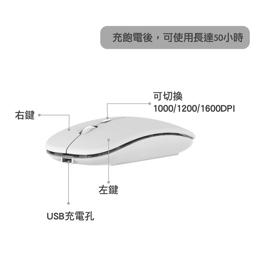 4D充電式雙模無線滑鼠 輕巧方便攜帶 時尚色彩 充電滑鼠 2.4G 藍芽-細節圖3