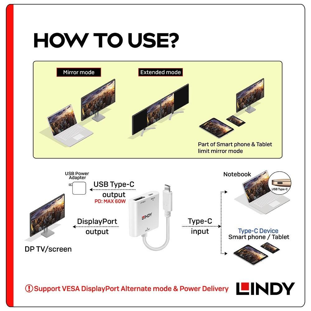 【LINDY】林帝 主動式 USB 3.1 Type-C to DisplayPort 轉接器帶PD功能-細節圖4