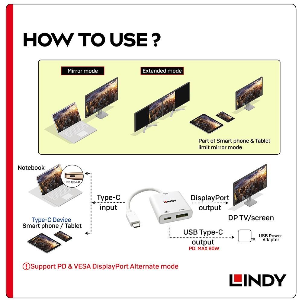 【LINDY】林帝 USB 3.1 TYPE-C TO DP 轉接器含PD功能-細節圖3