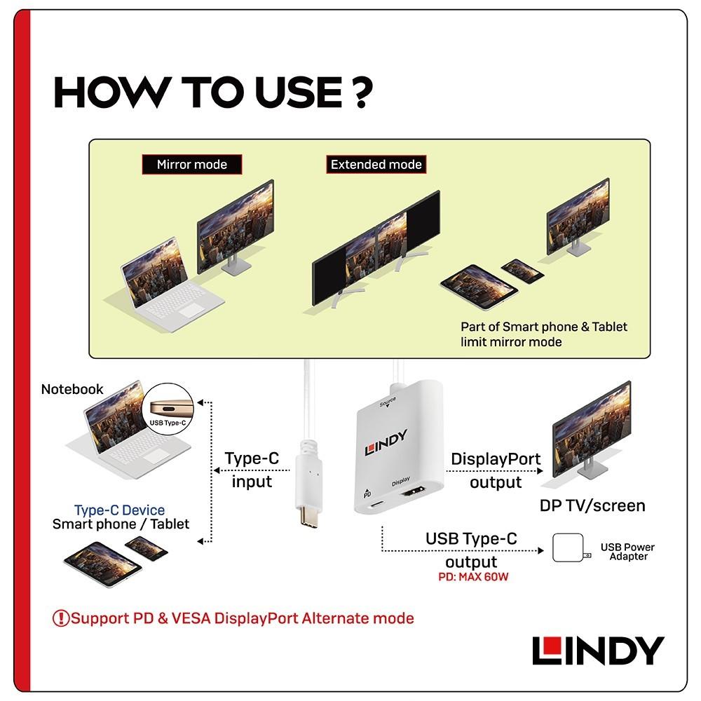 【LINDY】林帝 主動式USB3.1 Type-C to HDMI2.0 4K/60Hz轉接器帶PD功能-細節圖4