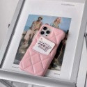 iphone 12 13 14 pro max 小香風粉色魚子醬系列手機殼 鍊條 插卡 單殼 卡包 菱格紋手機殼-規格圖8