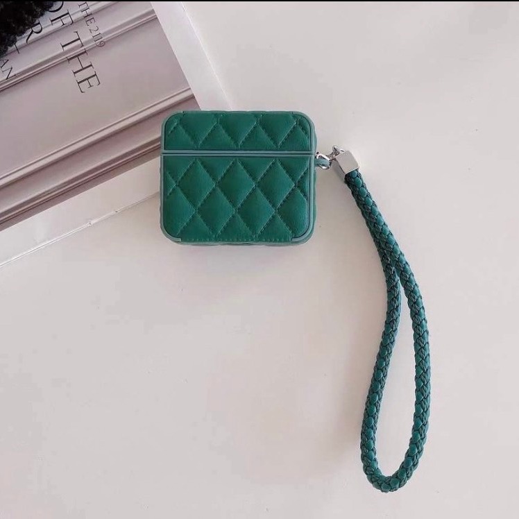 airpods 1 2 3 代 pro pro2 小香風菱格紋耳機保護套 皮革耳機包 仿羊皮耳機套 蘋果耳機保護 短掛繩-細節圖9