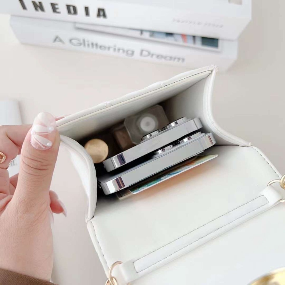 時尚經典菱格紋手機包 小香風 外出包 斜背包 小包包 皮革 鍊條包 手提包 迷你包 斜跨包 小背包 皮穿鏈 手拿包-細節圖3