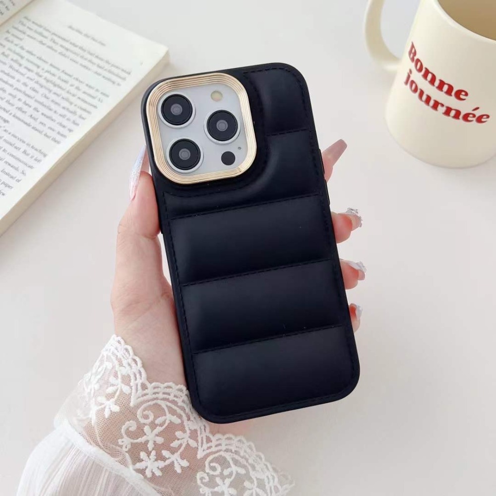 iphone 11 12 13 14 pro max 金屬鏡頭圈羽絨外套造型手機殼 軟殼 電鍍 防摔 矽膠 高於鏡頭-細節圖4
