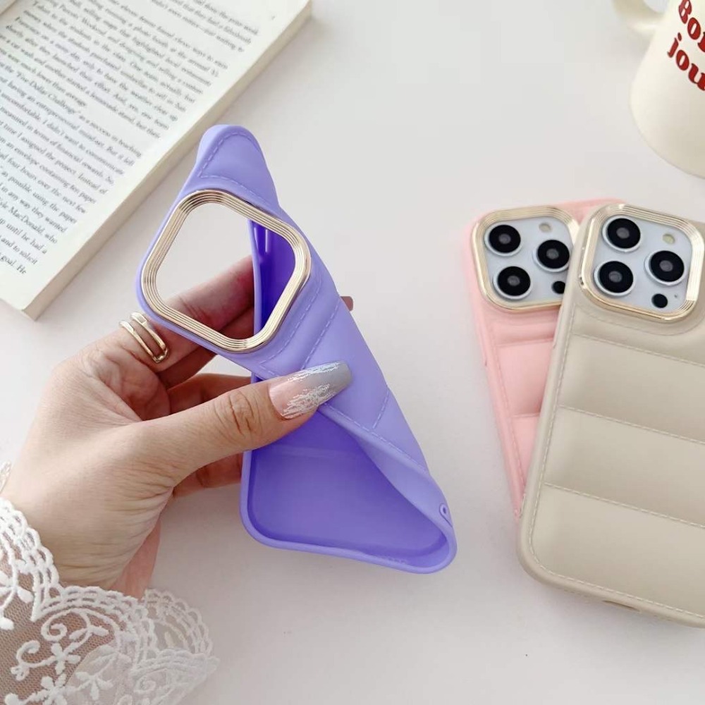 iphone 11 12 13 14 pro max 金屬鏡頭圈羽絨外套造型手機殼 軟殼 電鍍 防摔 矽膠 高於鏡頭-細節圖8