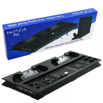 【PS4週邊】精品副廠 PS4 PRO 7017型主機專用 4合一直立架【散熱風扇 USB 雙手把充電座】台中星光電玩