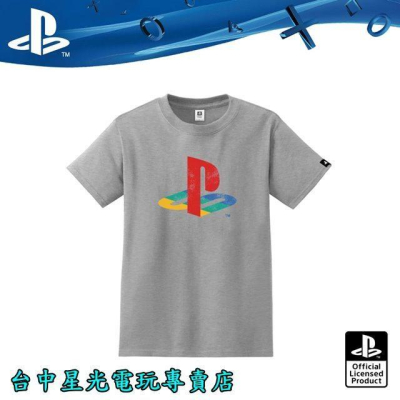 【SONY原廠授權】 PlayStation Retro復古經典彩色LOGO 灰色 T恤 短袖 【特典商品】台中星光電玩