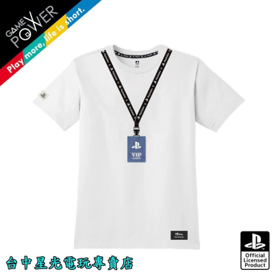 【SONY原廠授權】 PlayStation VIP證件袋 TEE 白色 T恤 短袖上衣 口袋 【特典商品】台中星光電玩