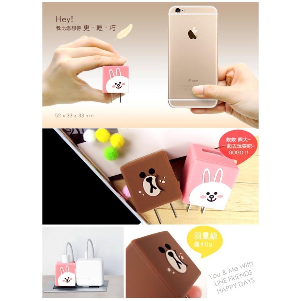 LINE FRIENDS 立體QQ 兔兔 1A 輕巧 USB充電器 AC 變壓器【LN-CR04C】台中星光電玩-細節圖6