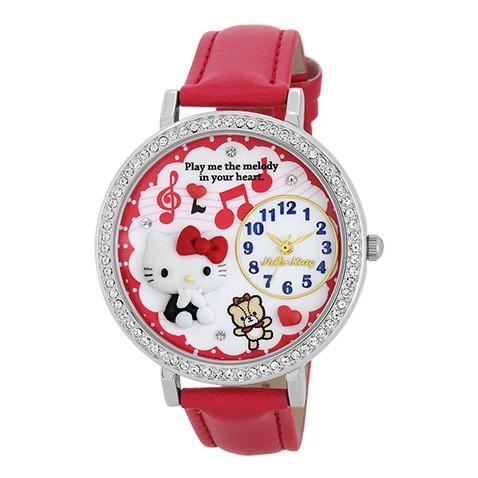 【日本製】日本限定 Hello Kitty 鑽石邊框 手錶 糖果錶 紅色 泰迪熊心之旋律【MJSR-M03】台中星光電玩-細節圖3
