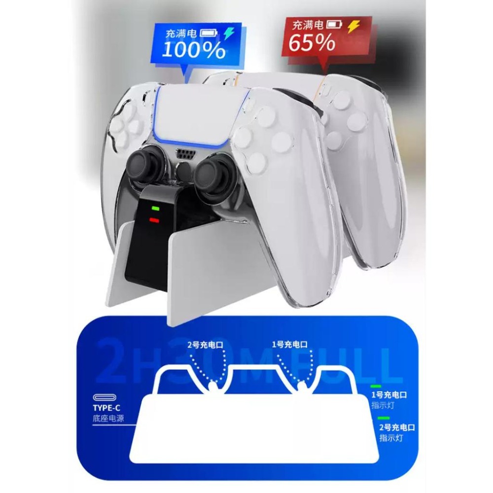 L652【PS5週邊】 良值 PS5 DualSense 控制器 雙手把充電座 可裝殼充電 USB 【台中星光電玩】-細節圖5
