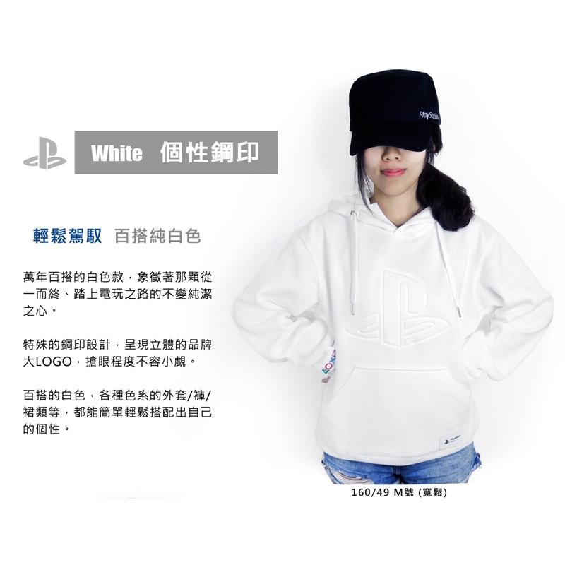 【SONY原廠授權】PlayStation 立體鋼印Logo刷毛口袋連帽T 白色上衣 長袖 大學T 【特典商品】台中星光-細節圖4