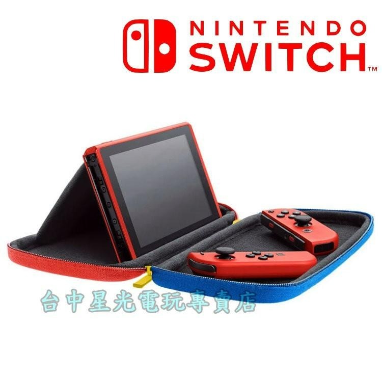 Nintendo Switch 瑪利歐 亮麗紅X亮麗藍 主機攜行包 收納包＋保護貼＋卡匣收納＋直立架 【台中星光電玩】-細節圖4