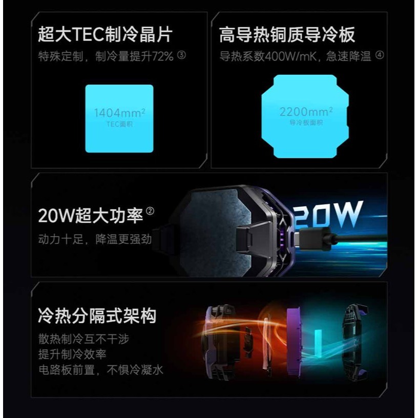 【Black Shark 黑鯊】 冰封制冷散熱背夾 3 Pro 專業版 手機散熱 製冷 降溫 手遊電競【冰川白】星光-細節圖5