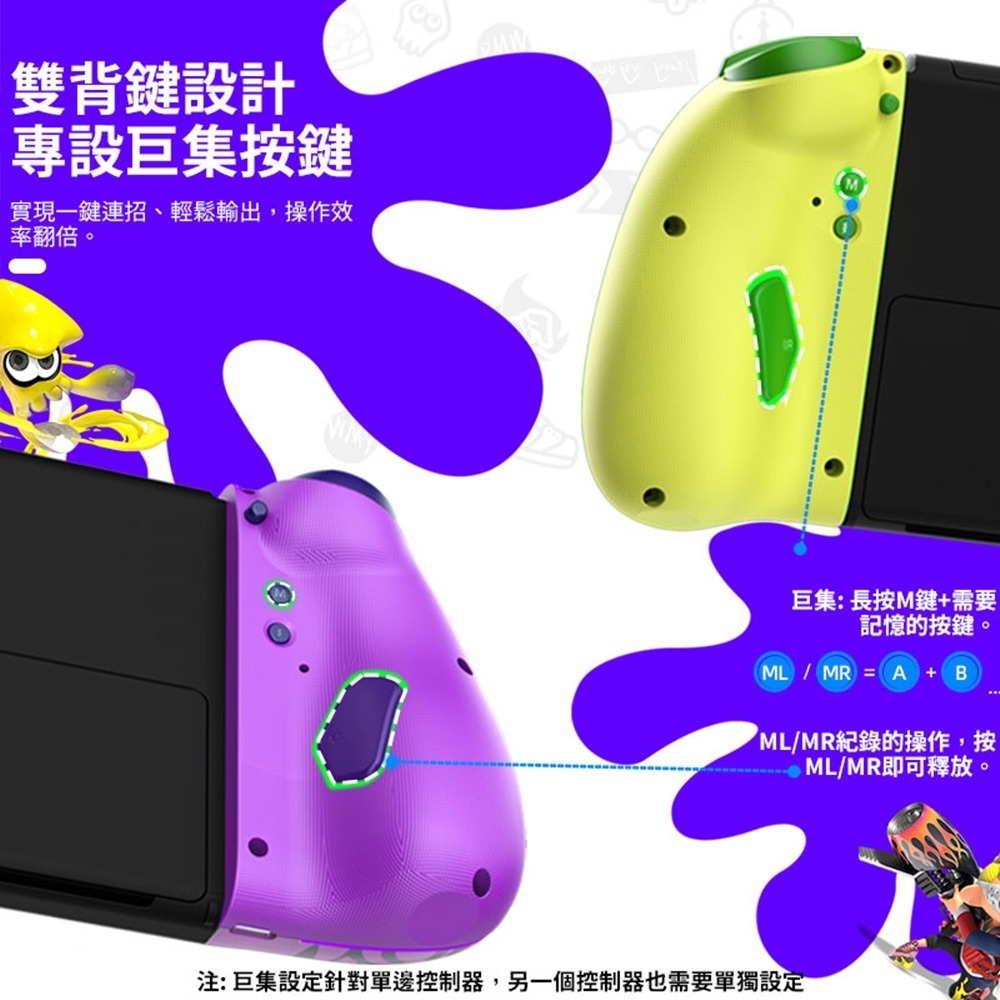 L767【菁英版】 NS Switch 良值 Joy-Con 斯普拉遁 漆彈主題 三代菁英手把 【台中星光電玩】-細節圖8