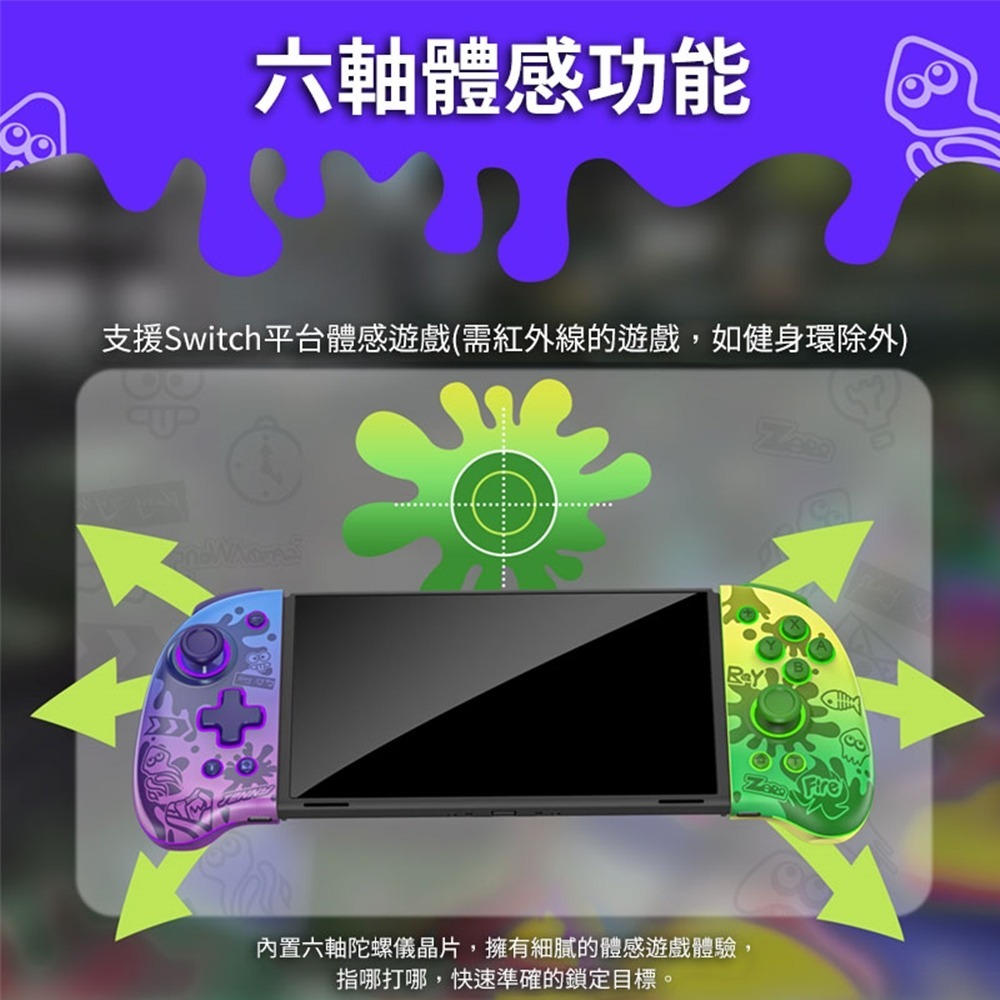L767【菁英版】 NS Switch 良值 Joy-Con 斯普拉遁 漆彈主題 三代菁英手把 【台中星光電玩】-細節圖10