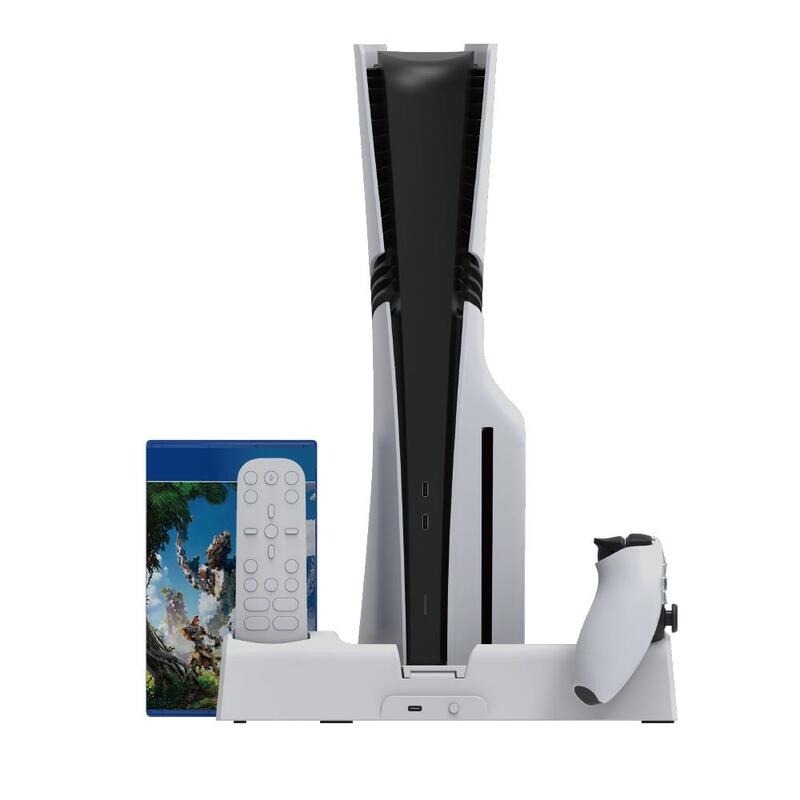 PRO適用 白【PS5周邊】Dobe PS5多功能散熱充電底座 直立架 光碟收納 雙手把充電 【星光】TP5-3532D-細節圖4