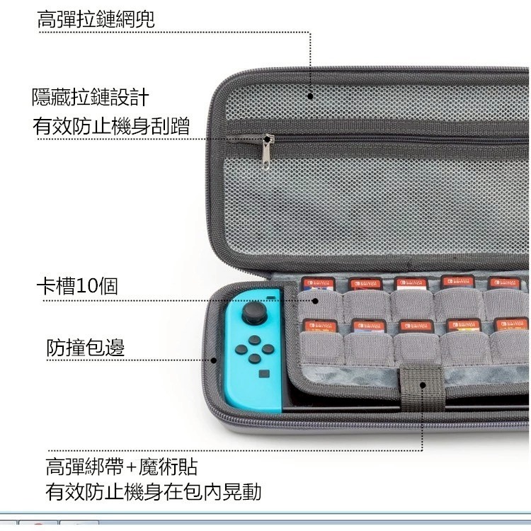預購【NS2週邊】Switch2 極想 貓咪收納包 灰色纖薄版 PC硬殼主機包 真機開模+10片卡匣收納【台中星光電玩】-細節圖3