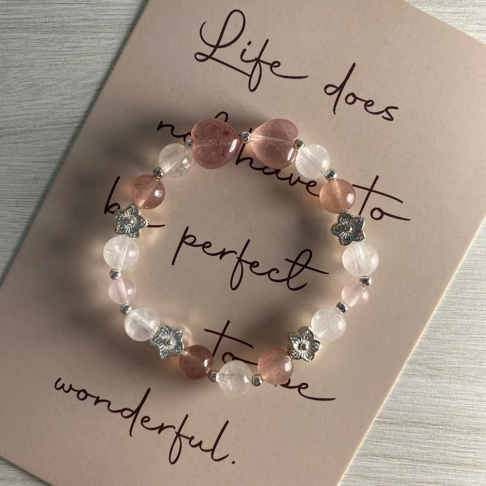 潤衡 衡石｜草莓晶 × 白幽靈 水晶手串 手鍊-細節圖2