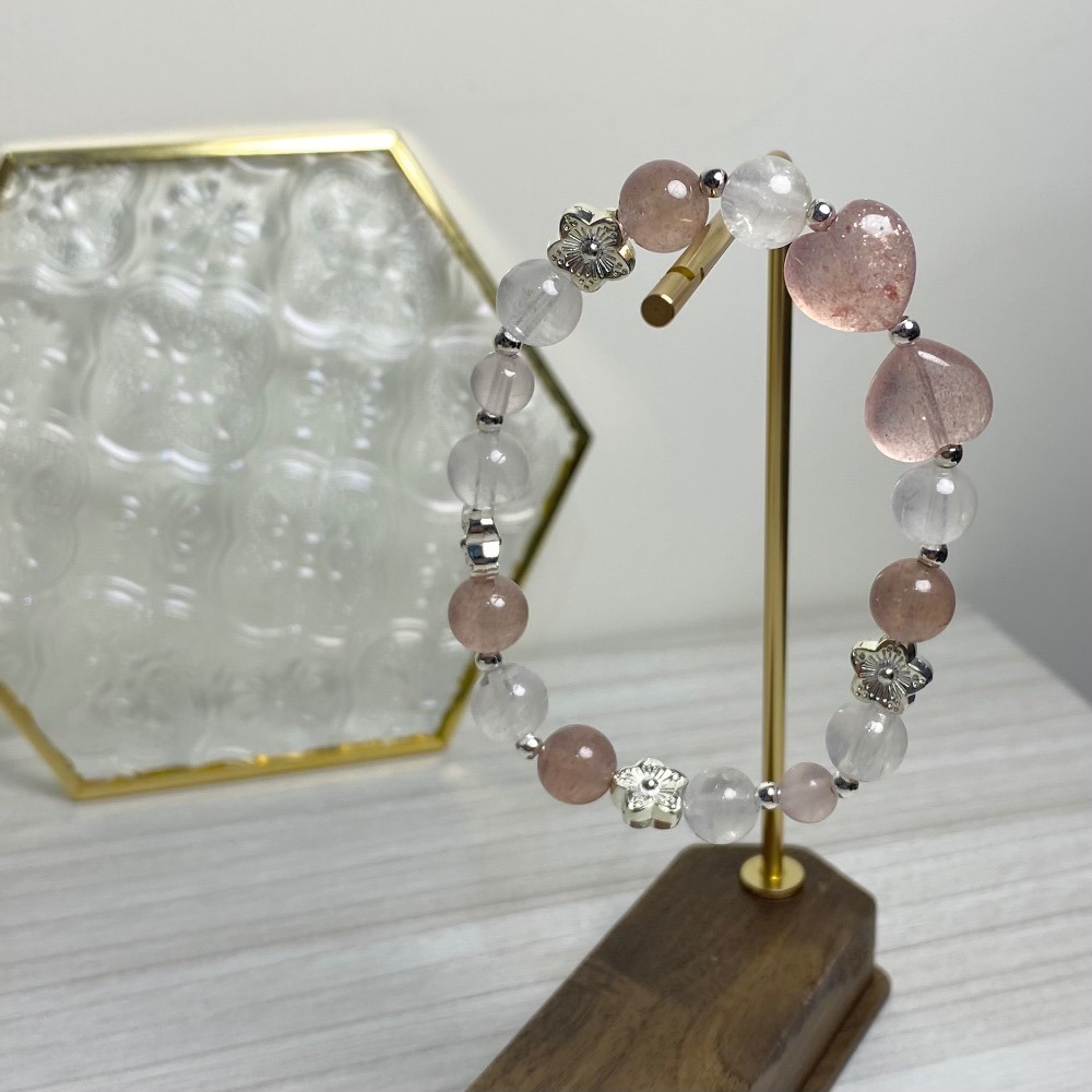 潤衡 衡石｜草莓晶 × 白幽靈 水晶手串 手鍊-細節圖3