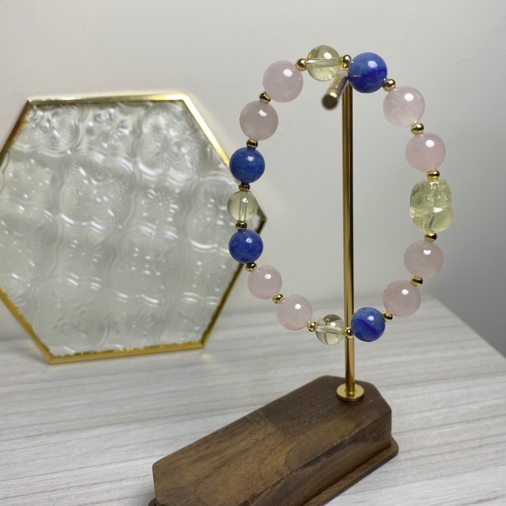 潤衡 衡石｜西柚粉晶 × 藍東陵 × 檸檬黃水晶 水晶手串 手鍊-細節圖3