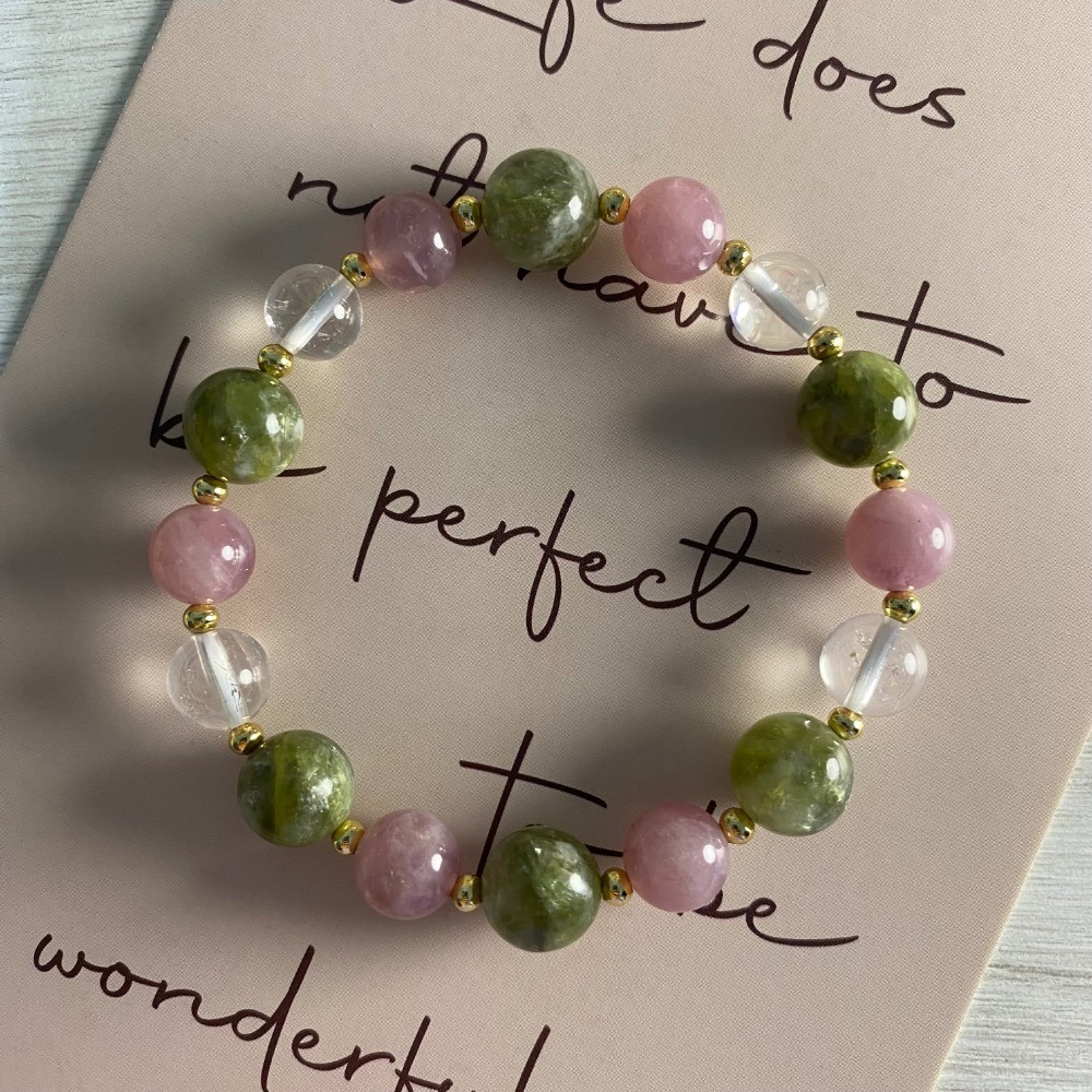 潤衡 衡石｜綠祖母晶 × 紫馬粉晶 × 白阿賽 水晶手串 手鍊-細節圖2