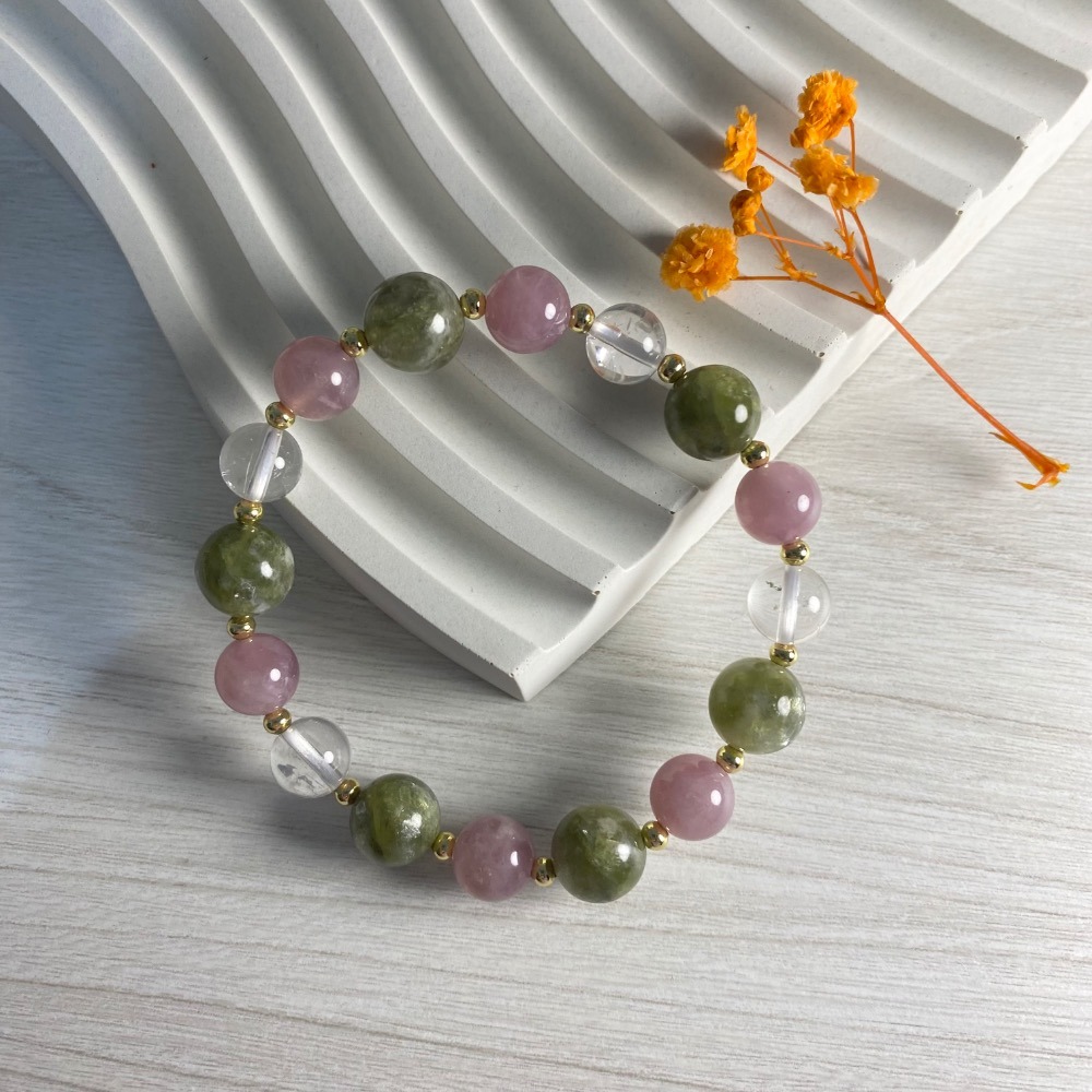 潤衡 衡石｜綠祖母晶 × 紫馬粉晶 × 白阿賽 水晶手串 手鍊-細節圖3