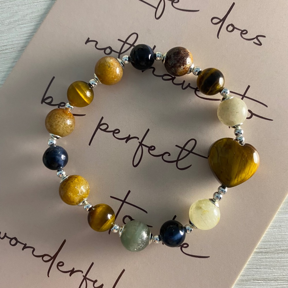 潤衡 衡石｜彩幽靈 × 黃虎眼石 × 藍虎眼石 水晶手串 手鍊-細節圖2