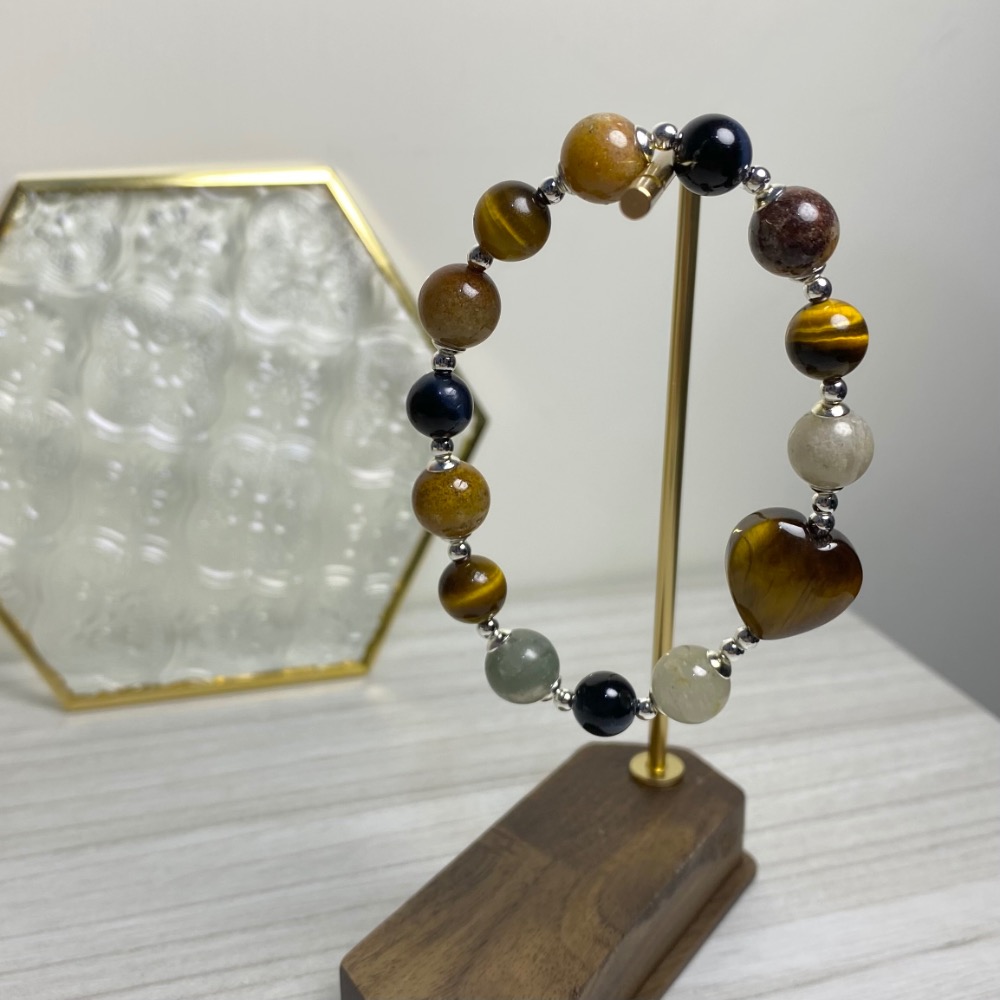 潤衡 衡石｜彩幽靈 × 黃虎眼石 × 藍虎眼石 水晶手串 手鍊-細節圖3