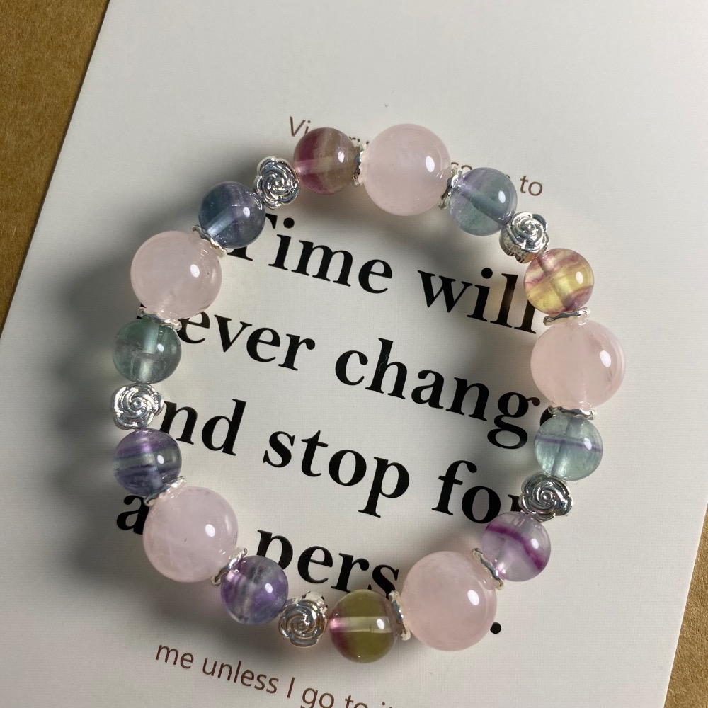 潤衡 衡石｜粉晶 × 彩螢石 水晶手串 水晶手鍊 療癒水晶-細節圖2