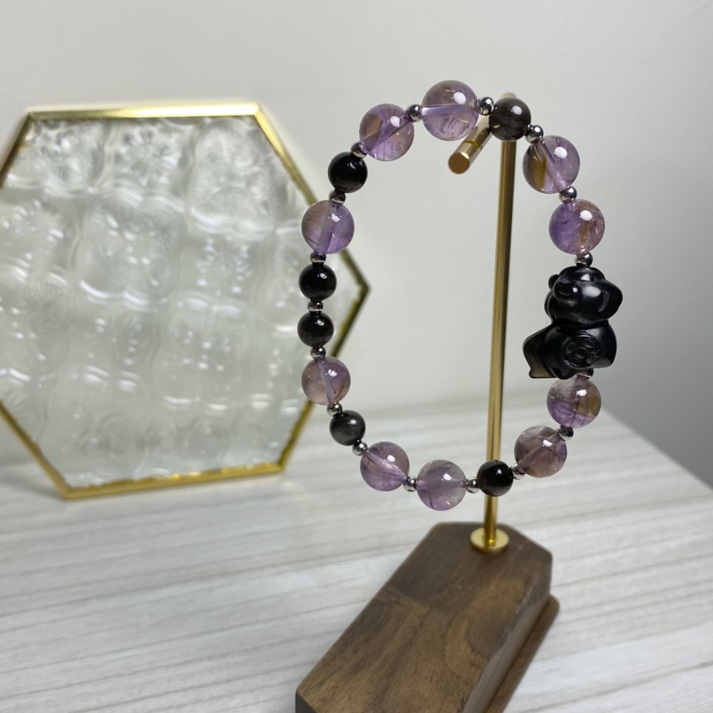 潤衡 衡石｜銀曜石 × 紫黃晶 能量水晶手串 水晶手鍊 療癒水晶-細節圖3