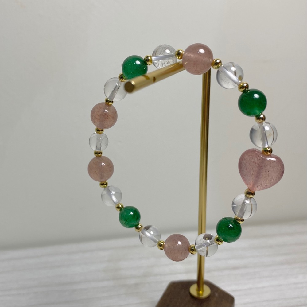 潤衡 衡石｜粉草莓晶 × 綠草莓晶 × 白水晶 水晶手串 水晶手鍊 療癒水晶-細節圖3