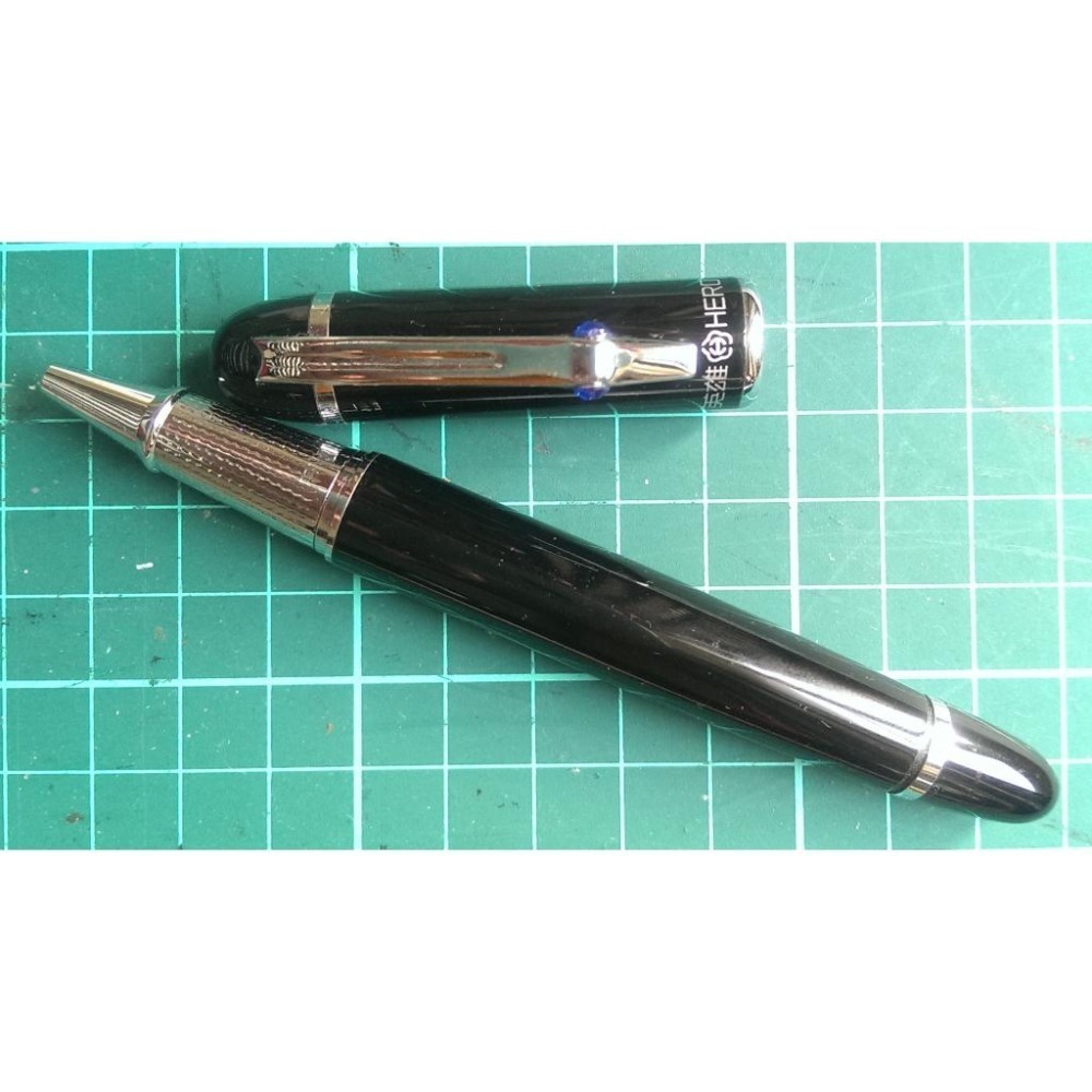 藍色 鋼珠筆；黑色 英雄 HERO 9013 鋼珠筆；木質筆-細節圖2