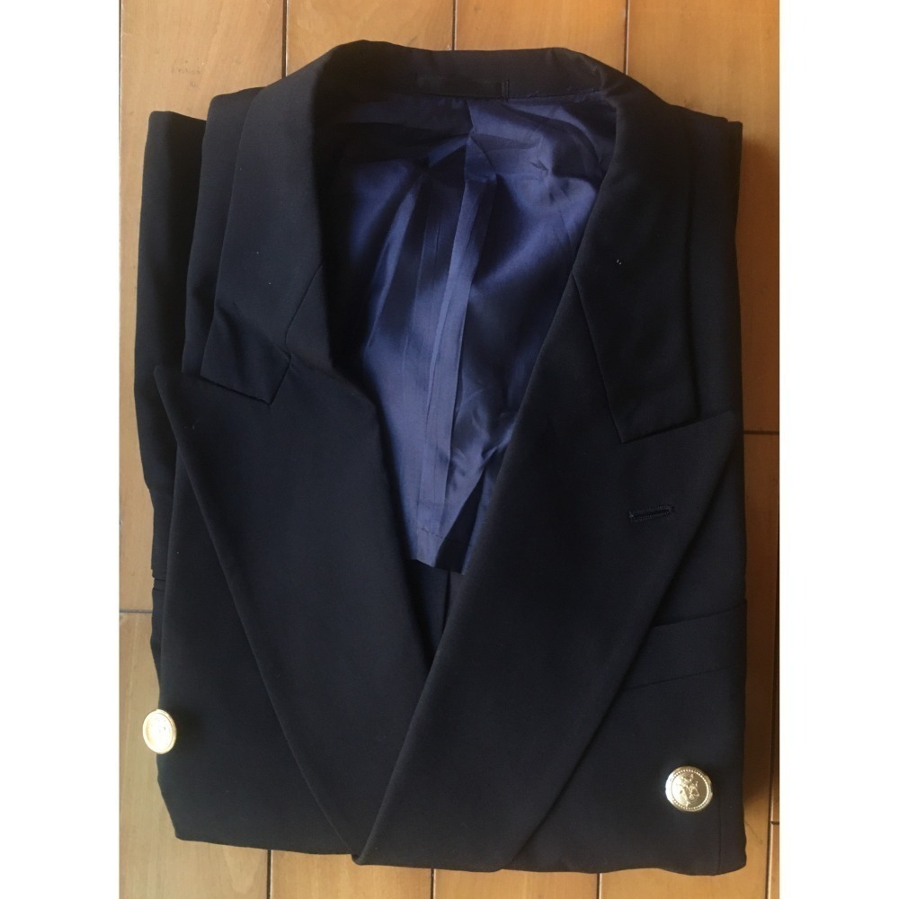 深藍色 雙排扣西裝外套-細節圖2