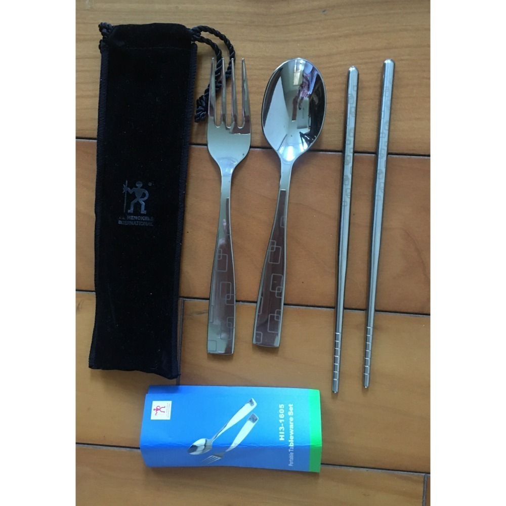 J A HENCKELS INTERNATIONAL 不鏽鋼環保餐具組 有盒 /  無盒(一支筷子尾端處焊接不完整)-細節圖2