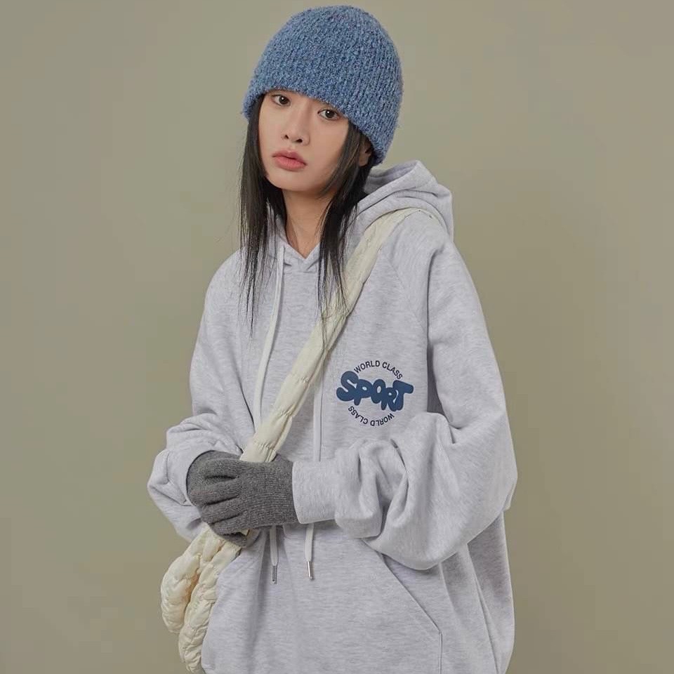 〈CONFIDENCE STORE〉🇰🇷 SPORT 發泡字母 帽T 男女 情侶 重磅刷毛 落肩寬鬆 長袖上衣-細節圖3