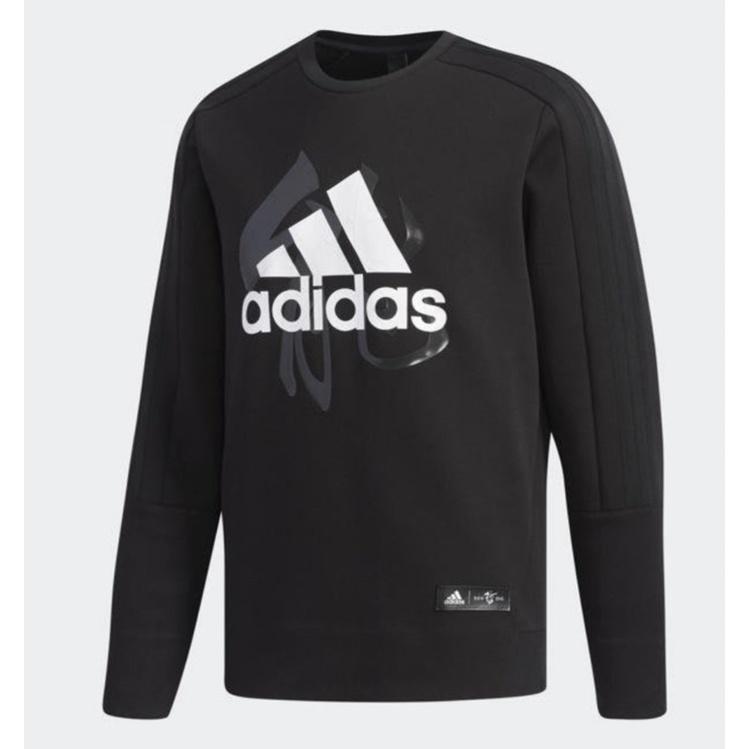 二手》ADIDAS EA2107 SWEATSHIRT 黑能衛衣長袖上衣棉T 長T 男款