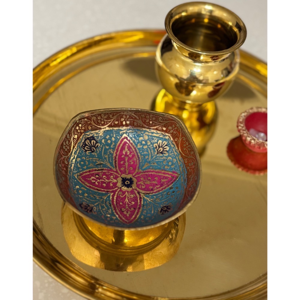 🇮🇳手工製法瑯彩銅碗