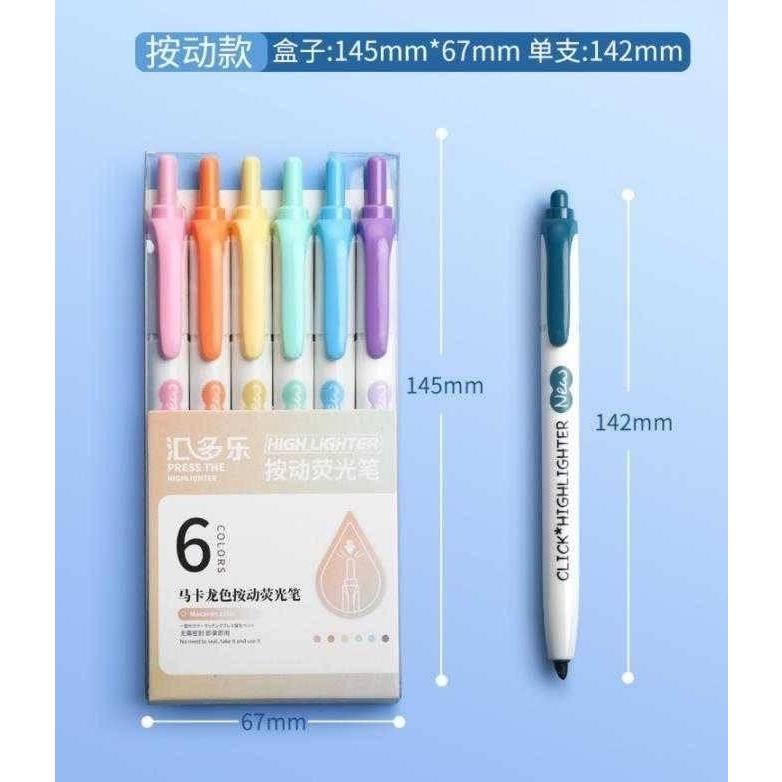 日宣小舖-按壓式螢光筆 6入裝 高品質的染料 耐光性強-細節圖7