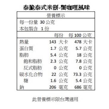 好市多商品-泰脆 泰式米餅 冬蔭功風味 + 蟹咖哩風味 30克 X 16包-細節圖3