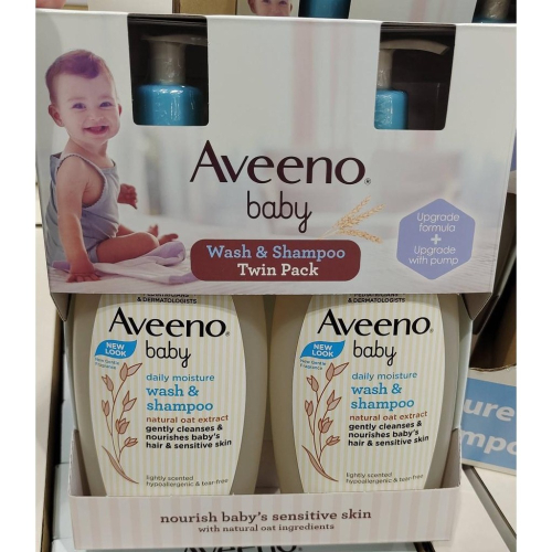 好市多商品-aveeno嬰兒天然燕麥沐浴洗髮露532毫升*2入