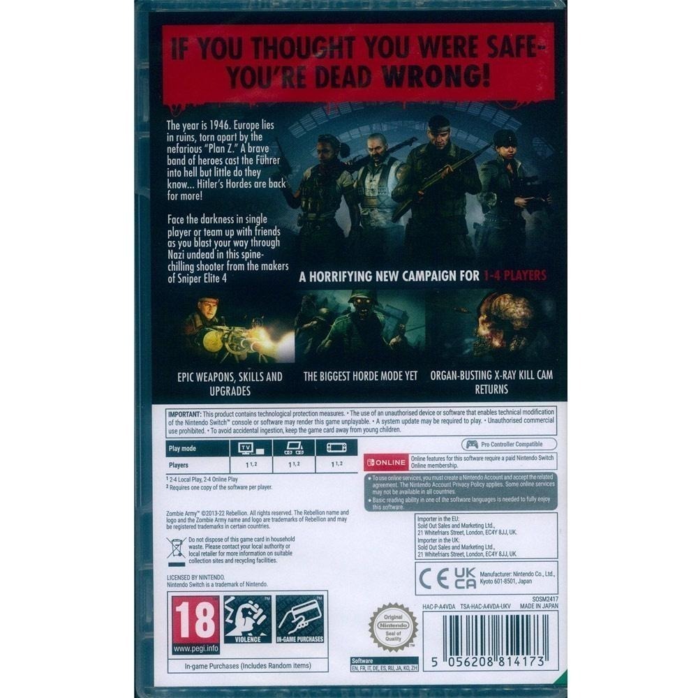 NS SWITCH 殭屍部隊：死亡戰爭 4 中英文歐版 Zombie Army 4: Dead War 【一起玩】-細節圖3