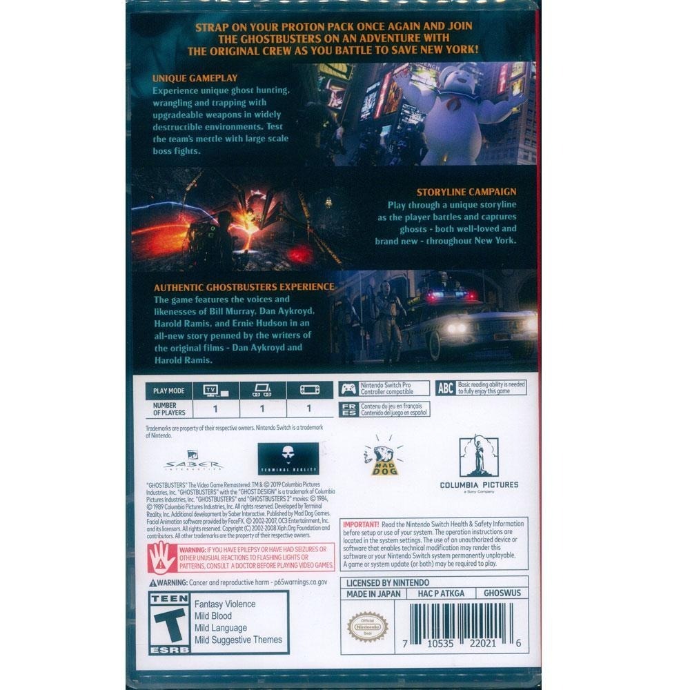 【一起玩】NS SWITCH 魔鬼剋星 重製版 英文美版 Ghostbusters 捉鬼特攻隊 捉鬼敢死隊-細節圖3