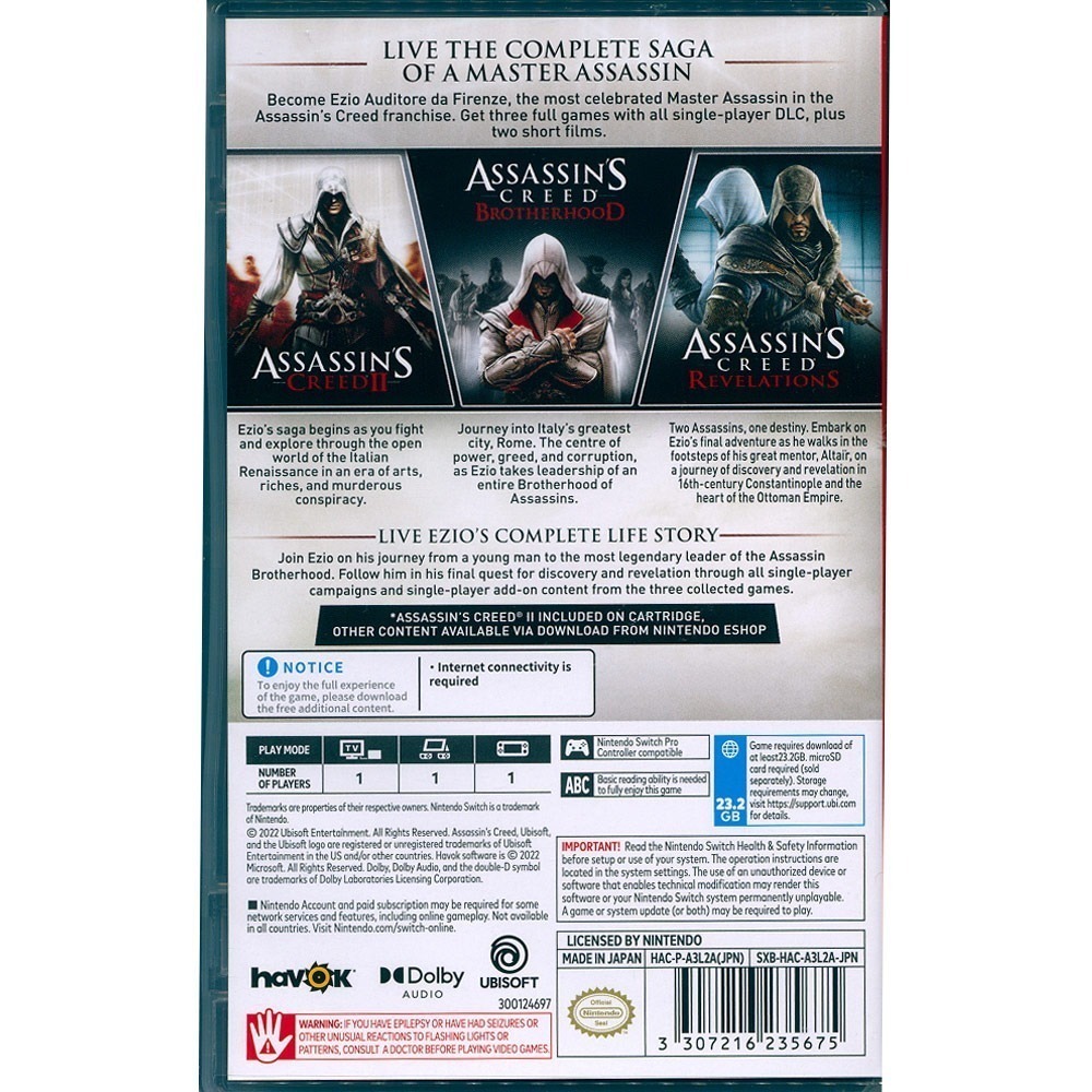 【一起玩】NS Switch 刺客教條 埃齊歐合輯 中文版 刺客教條2+兄弟會+啟示錄 EZIO-細節圖6