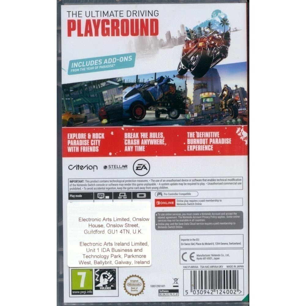 【一起玩】NS Switch 橫衝直撞：狂飆樂園 英文版 BurnOut Paradise Remastered-細節圖3
