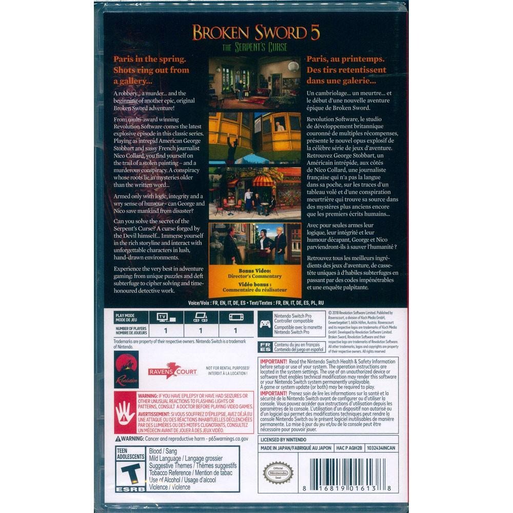 NS SWITCH 斷劍5：毒蛇的詛咒 英文美版 Broken Sword 5 (一起玩)-細節圖3